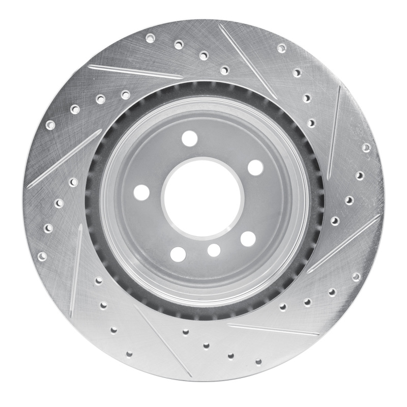 BMW 335i xDrive Brake Rotor (1) - Rear Left - R1 Concepts - Drilled & Slotted - Silver - `06-`15
